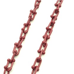 Цепочка для украшений, звено 15*9мм с эмалью цв.марсала, 50см