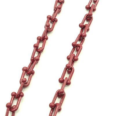 Цепочка для украшений, звено 15*9мм с эмалью цв.марсала, 50см