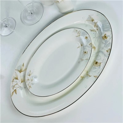 145-690 Овальное блюдо 35,5см ЛИЛИАН в под.уп.(х10)Костяной фарфор