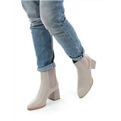 01-PCM359-2 GRAY/BEIGE Ботинки Челси демисезонные женские (натуральная кожа, байка)