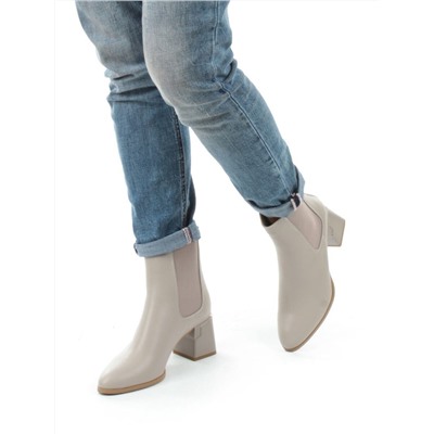 01-PCM359-2 GRAY/BEIGE Ботинки Челси демисезонные женские (натуральная кожа, байка)
