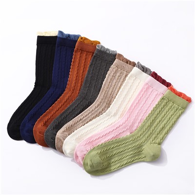 Colored brand autumn knee socks, combed cotton, mid-length
