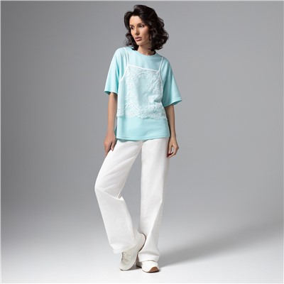 Футболка оверсайз, Модный тандем (мятный 2 в 1)