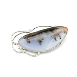 Брошь с агатом моховым 58*28мм.