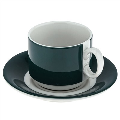 Чашка фарфоровая "Sunrise. Dark emerald" 220мл, форма "Экспресс", с блюдцем (Беларусь)