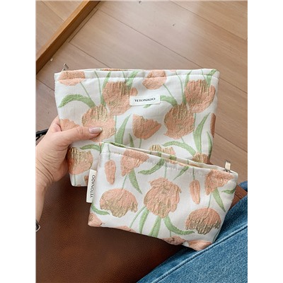 Capacious cosmetic bag, liner, handheld small clutch bag, organizer bag