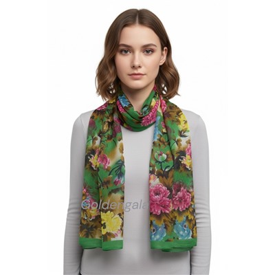 Шарф шифоновый с цветочным принтом Арт 0981/7