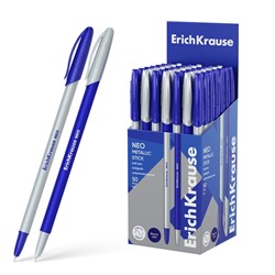 Ручка шариковая ErichKrause Neo Stick Metallic, узел 0.7 мм, чернила синие, длина линии письма 2000 метров