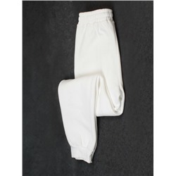 M035 WHITE Брюки спортивные женские на флисе (100% хлопок) 7986