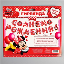 Гирлянда на люверсах "С Днем Рождения!", Минни Маус, дл. 205 см