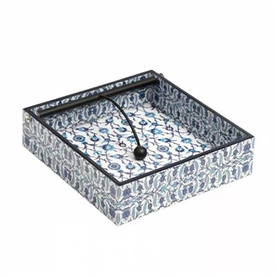 Держатель для салфеток, Tissue Holder for Table in MDF (19 x 19 cm, Blue Moroccan), произв. Duli