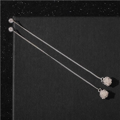 Серьги металл «Цепочки» шарики, цвет серебро