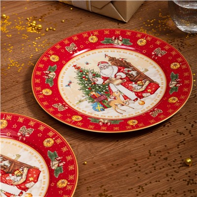 НАБОР ТАРЕЛОК ОБЕДЕННЫХ LEFARD "ДЕД МОРОЗ" 2 ШТ. 27 СМ КРАСНЫЙ (КОР=9НАБ.)