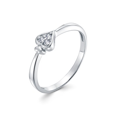 Кольцо с фианитом родированное серебро 925*