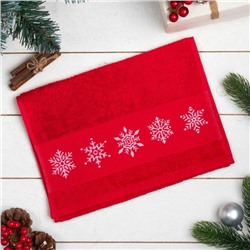 Полотенце новогоднее махровое "Snowflakes" 30х60 см, 100% хлопок, 360гр/м2