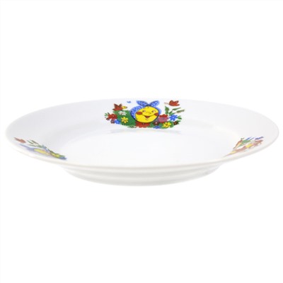 Тарелка мелкая фарфоровая "Веселый колобок" д175мм, h25мм, гладкий край (Россия)