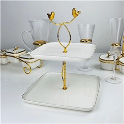 163-032 Двухъярусная этажерка MELODY в под.уп.(х8)Фарфор, металл