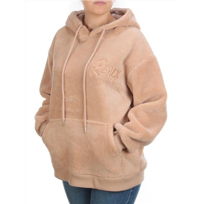 101 BEIGE Худи женское Тедди на флисе