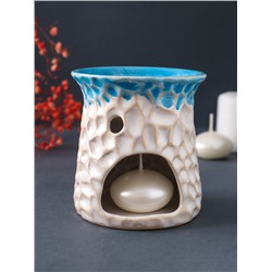 Аромалампа для эфирных масел «Узорчатая абстракция», керамика, синий, 8.5×8.5×9.5 см