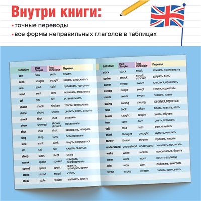 Книжка-шпаргалка по английскому языку «Неправильные глаголы», 8 стр., 5‒9 класс