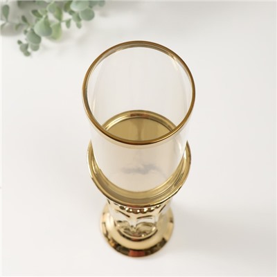 Подсвечник на 1 свечу «Арте», керамика, стекло, d=7.5 см, золото, 9×9×37.5 см