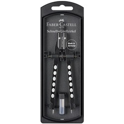Циркуль Faber-Castell "Factory", хром , + грифели, пластиковый футляр