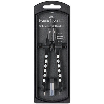 Циркуль Faber-Castell "Factory", хром , + грифели, пластиковый футляр