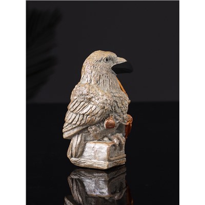 Фигурка гипс «Ворон с книгами», 8 см, серый с бронзой