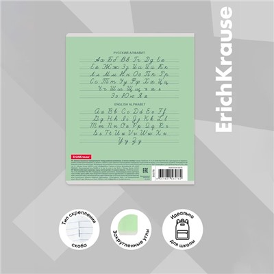 Тетрадь 12 листов в узкую линейку, ErichKrause «Классика Visio», обложка мелованный картон, зелёная