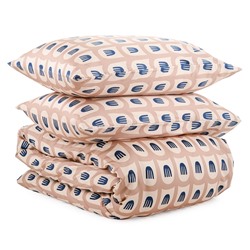 Комплект постельного белья двуспальный из сатина бежево-розового цвета с принтом Blossom time из коллекции Cuts&Pieces