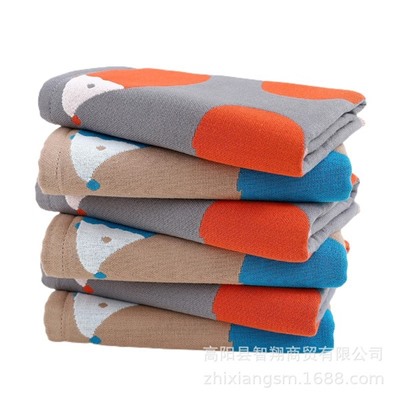 Zhiyang towel three -layer littering little hedgehogs on gauze cotton cotton noodle tissue soft water absorption and face towel factory price wholesale