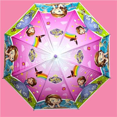 Зонт-трость для девочки с мультгероями полуавтомат Арт 001/7