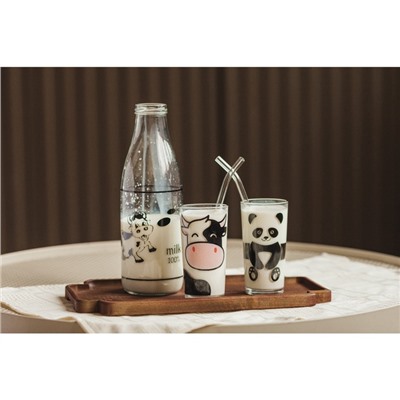 Бутыль для молока Доляна «Коровушка», 1 л, 8.5×25 см, стекло