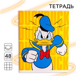 Тетрадь в клетку 48 листов, картонная обложка, «Дональд Дак»