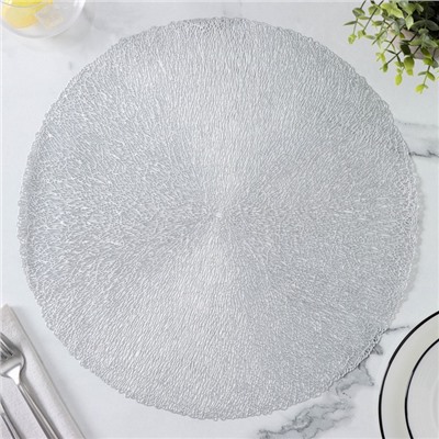 Салфетки сервировочные на стол Доляна «Соломка», d=38 см, 4 шт., серебряные
