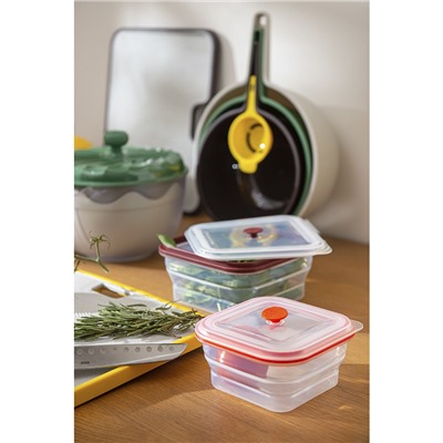 Контейнер для переноски и хранения силиконовый квадратный складной Silikobox, 600 мл, красный