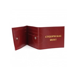 Обложка Croco-у-603 (для студ.билета+карточки)  натуральная кожа красный матовый (16)   222089