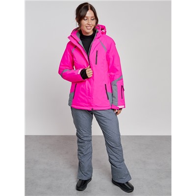 Горнолыжный костюм женский зимний розового цвета 02316R