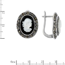 Серьги 'Камея' с агатом, перламутром и марказитами ТПСН.307АЧN