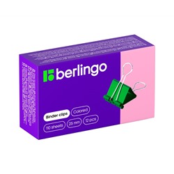Зажимы для бумаг 25мм, Berlingo, 12шт., цветные, картонная коробка