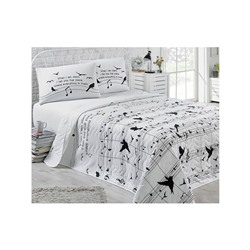 2 сп. Стеганое Покрывало Двустороннее 200x220 см. с 2- мя Наволочками 50x70 см. B&W Note