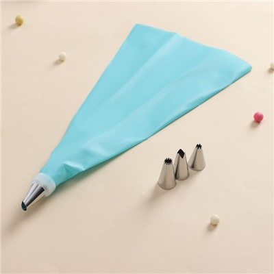 Набор кондитерский, 6 предметов: адаптер, мешок, 4 насадки d=1.8 см, бирюзовый