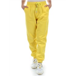 M061 YELLOW Брюки спортивные женские на флисе (100% хлопок) 7986