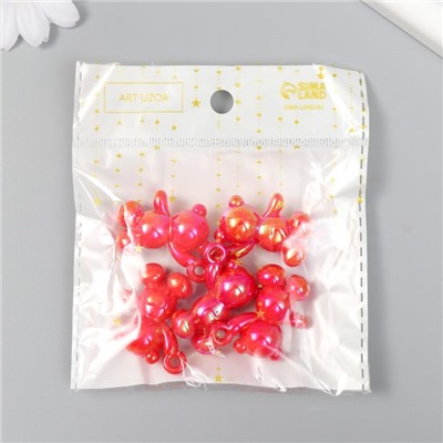 Декор для творчества пластик «Перламутровый мишка с петелькой», красный, 3×1.4×3.1 см