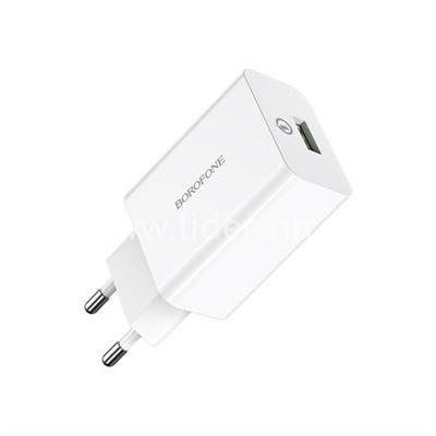 СЗУ 1 USB выход 18W Quick Charge 3.0 (6.5V-3.0A/9V-2.0A/12V-1.5A) BOROFONE BA21A (белый)