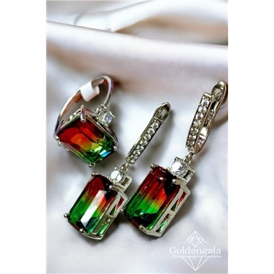 Ювелирный набор бижутерии с родиевым покрытием с кольцом18 Н4/4