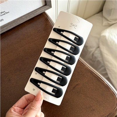 Комплект заколок для волос "клик-клак" с МАТОВЫМ покрытием 6 шт.  Черные