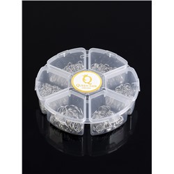 Набор соединительных колец для украшений в пластиковом боксе, 6 размеров, цвет серебро