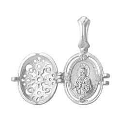 Мощевик (Свт. и чудотв. Николай) из серебра литье с фианитом топаз