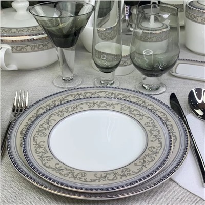 145-370 Набор из 6 тарелок 22см. ЭЛЕГАНТ в под.уп.(х10)Костяной фарфор